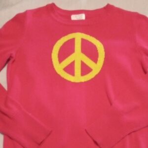 Place Pink and Yellow Peace Sign Sweater